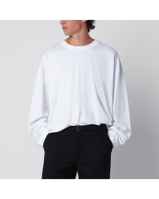 Dries Van Noten White Long-Sleeve Cotton T-Shirt for men