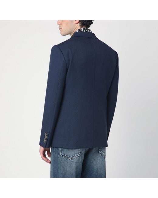 Valentino Blue Single-breasted Wool Jacket for men