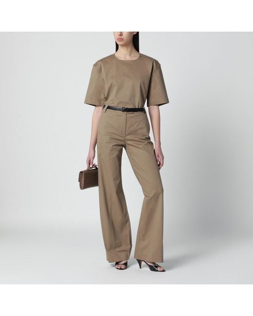 Thelatest Natural Short-Sleeve Cognac Cotton Top
