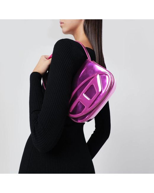DIESEL Purple 1Dr Kultige Tasche Aus Verspiegeltem Fuchsia-Leder