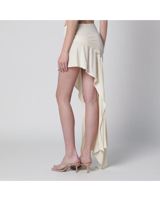 Francesco Murano White Mini Skirt With Side Train