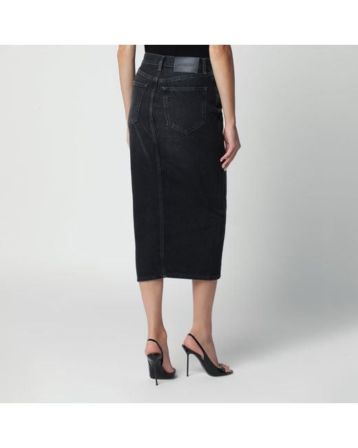 Haikure Black Washed Denim Skirt With Front Zip