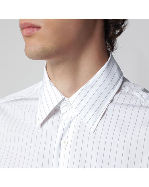 Lardini White Cotton Shirt With Fine Stripes for men