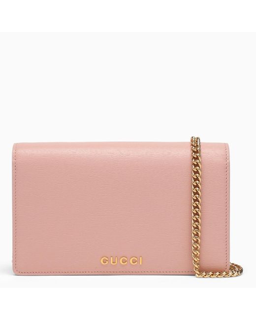 Gucci Pink Leather Chain Wallet