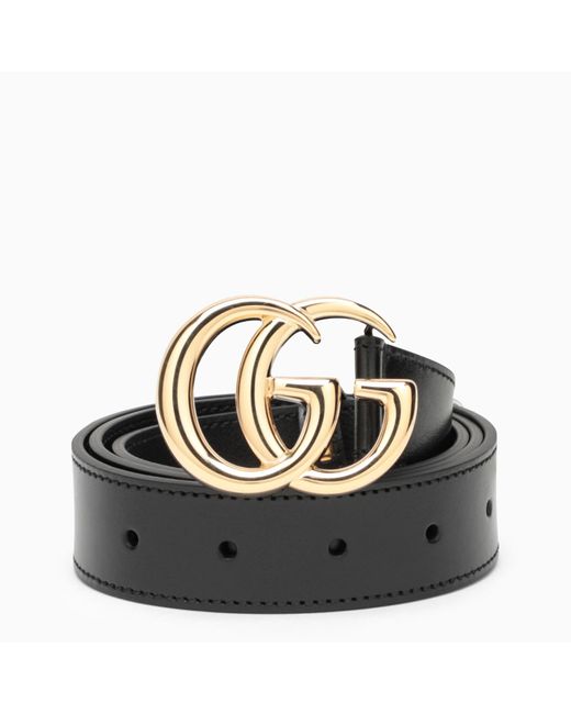 Gucci Black Belt With Double gg Buckle for men