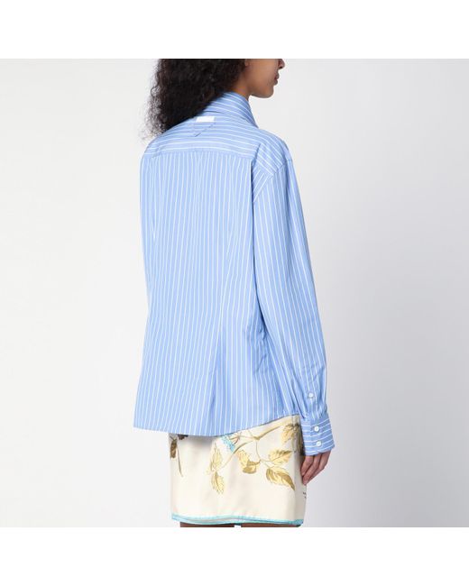 Prada Blue Striped Poplin Shirt