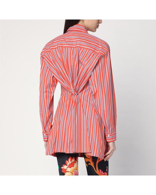 Camicia a righe con dettaglio nodo di Etro in Red