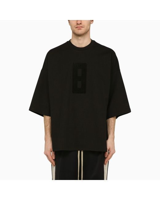Fear Of God Black T Shirt With Milan 8 Embroidery for men