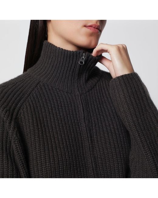 Lisa Yang Black Dark Sadie Zip-Up Cashmere Cardigan