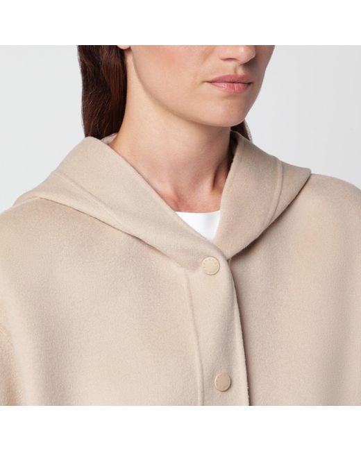 Weekend by Maxmara Natural Almond Wool Hooded Jacket