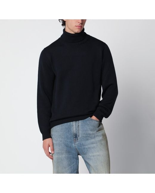 Roberto Collina Black Wool Turtleneck Sweater for men