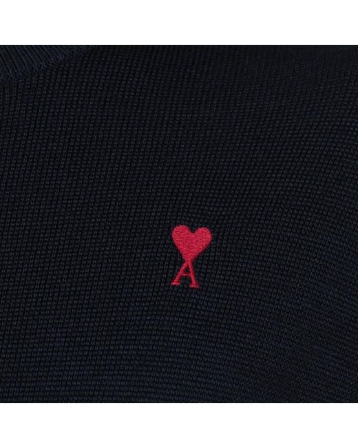 Maglione ami de coeur navy di AMI in Black da Uomo