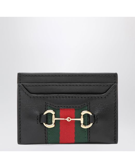 Gucci Black Web Cardholder With Horsebit