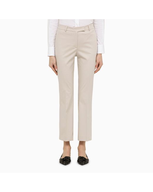 Quelledue Natural Regular Beige Cotton Trousers