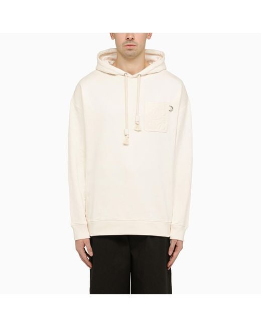 Loewe White Hoodie With Anagram Logo for men