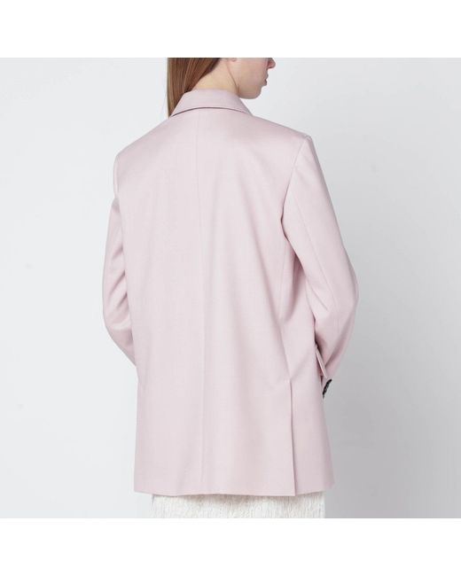 Max Mara Pink Dusty Double-Breasted Wool-Blend Jacket
