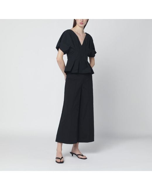 Jonathan Simkhai Black Rozen Cotton Faille Top