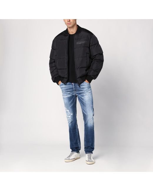 DSquared² Black Nylon Puffer Bomber Jacket for men