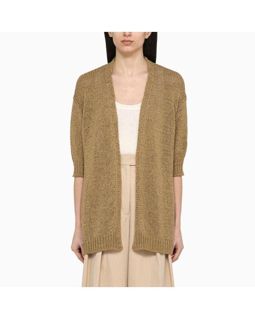 Roberto Collina Natural Military Cardigan In Cotton Blend Knit