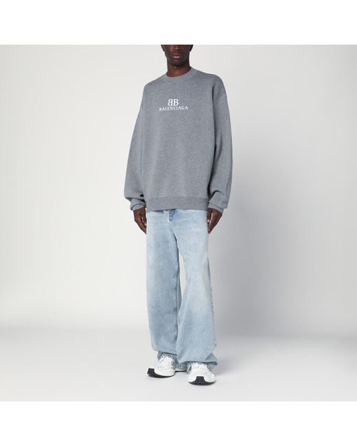 Balenciaga Blue Cotton Sweater With Logo for men