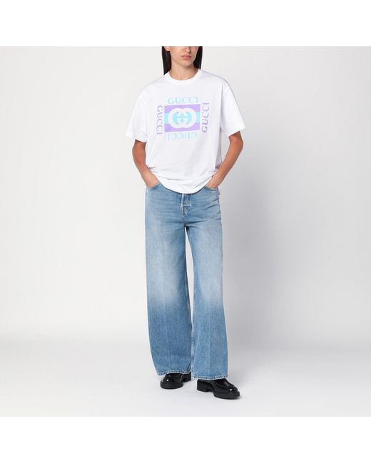 Jean Ample Effet Délavé Gucci en coloris Blue