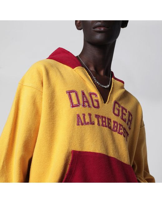DAGGER Yellow Hooded Terry Cloth Sweatshirt for men