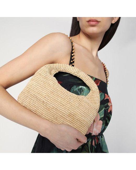 Borsa halfmoon in rafia di Manebí in Metallic