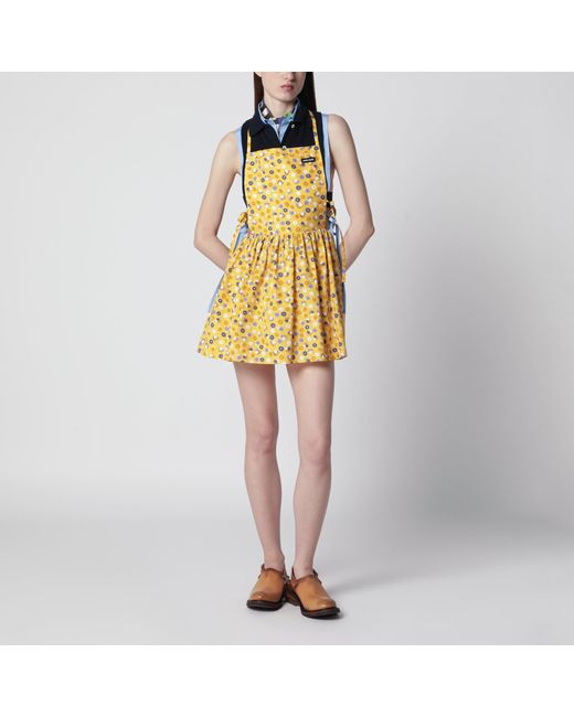 Miu Miu Yellow Floral Cotton Poplin Dress