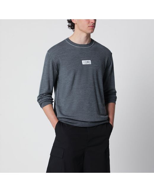 MM6 by Maison Margiela Blue Wool Sweater With Numeric Logo for men