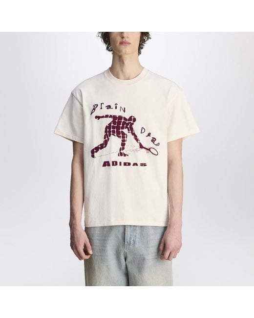adidas x Brain Dead Gray Ivory Cotton T-shirt With Logo for men