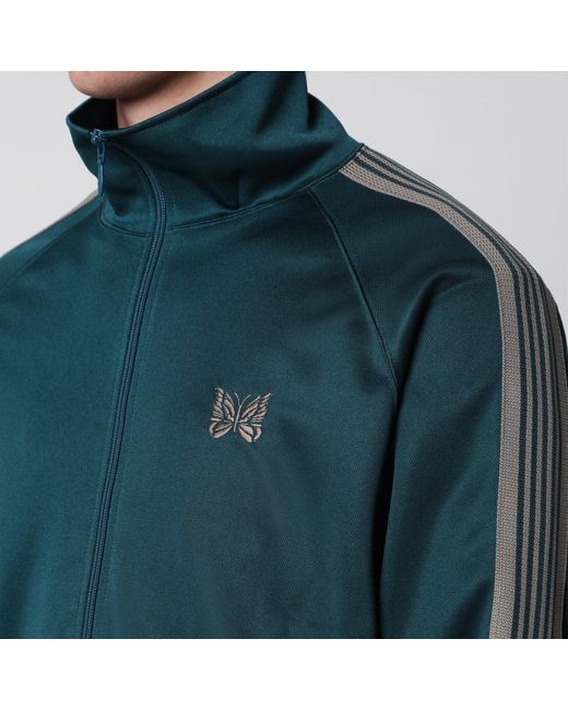 Needles Blue Jacquard Polyester Track Jacket With Zip for men