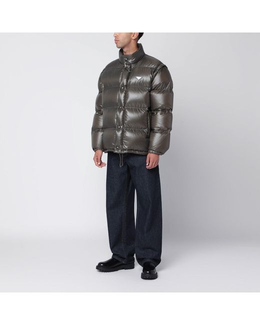 Prada Gray Camouflage Re-Nylon Down Jacket for men
