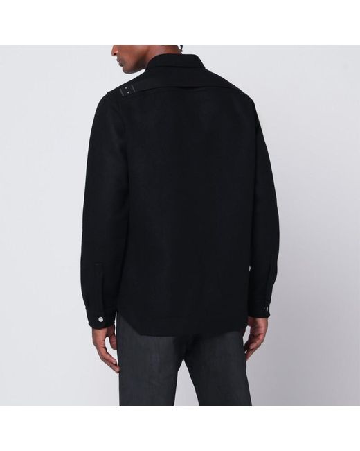Camicia nera in panno di lana di Rick Owens in Black da Uomo