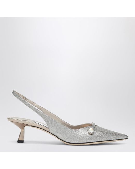 正規店買付【JIMMY CHOO】slingback Amita 45 silver Black Fishnet Mesh and Nappa Slingback Pumps | AMITA 45