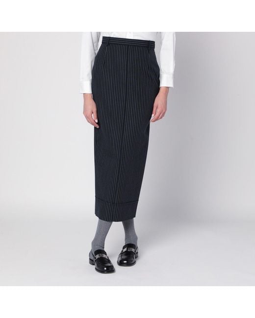 Thom Browne Blue Pinstriped Pencil Skirt