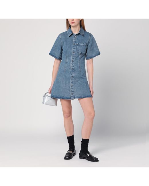 AMI Blue Mini Dress Ami De Coeur In Denim