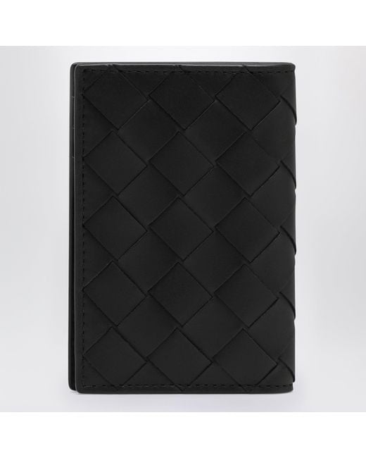 Bottega Veneta Black Intrecciato Card Holder With Flap for men