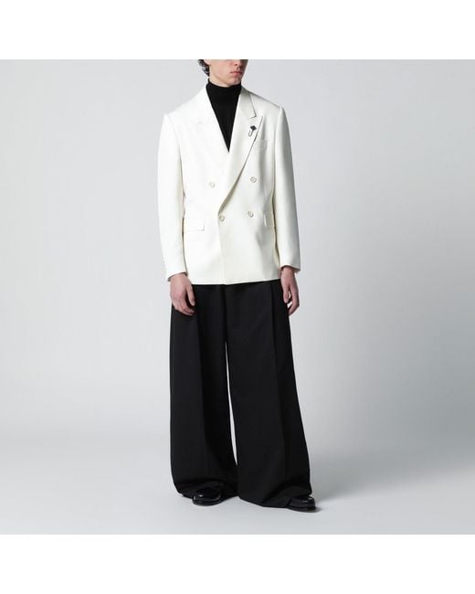 Lardini White Viscose Double-Breasted Suit for men