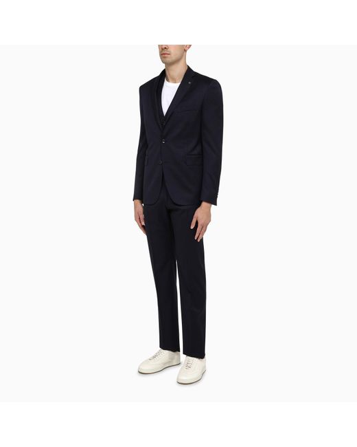 Tagliatore Black Single-breasted Navy Wool Suit for men