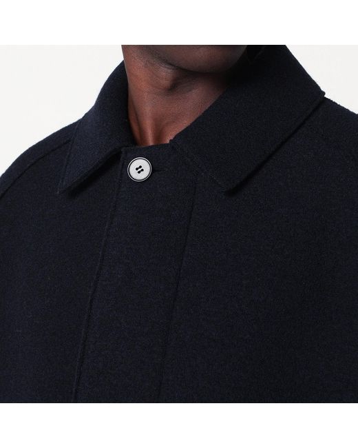 Harris Wharf London Blue Single Breasted Wool Coat for men