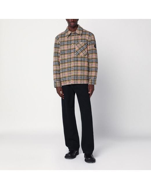 Burberry Brown Checked Wool Shirt Jacket for men