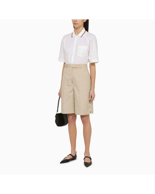 Thom Browne White Short Sleeved Shirt With Patch