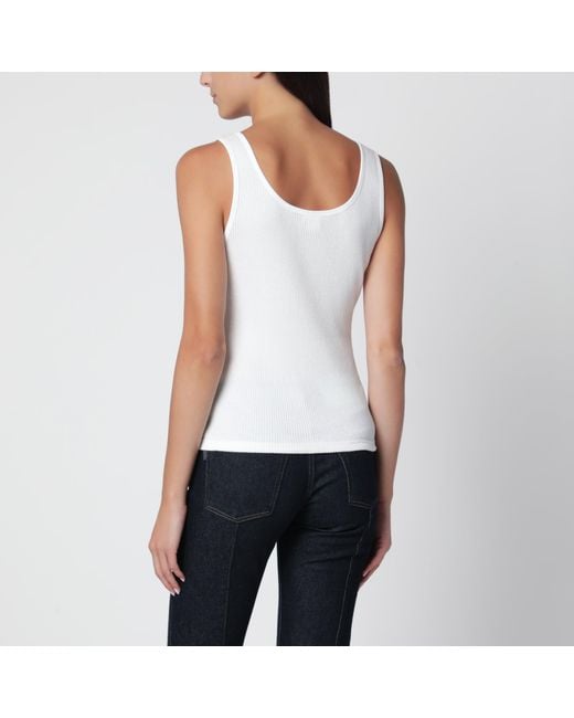 Chloé Blue Ribbed Tank Top With Logo Embroidery
