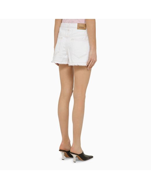 Isabel Marant White Cotton Denim Shorts