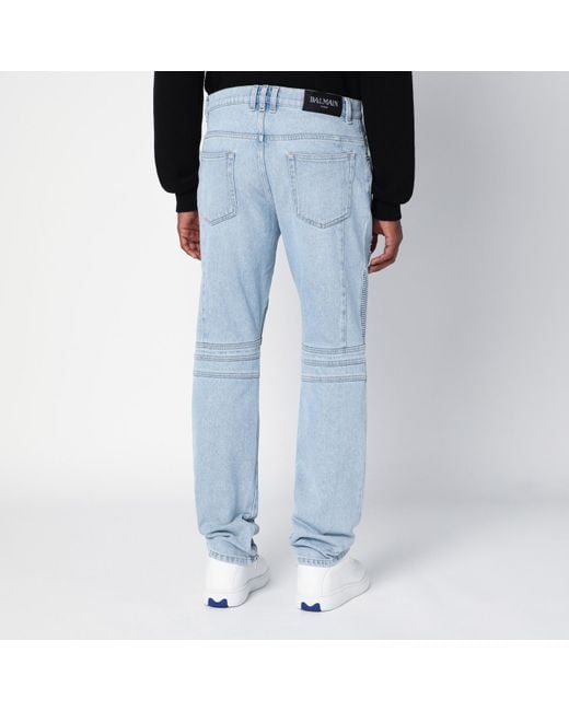 Balmain Blue Denim Biker Jeans for men