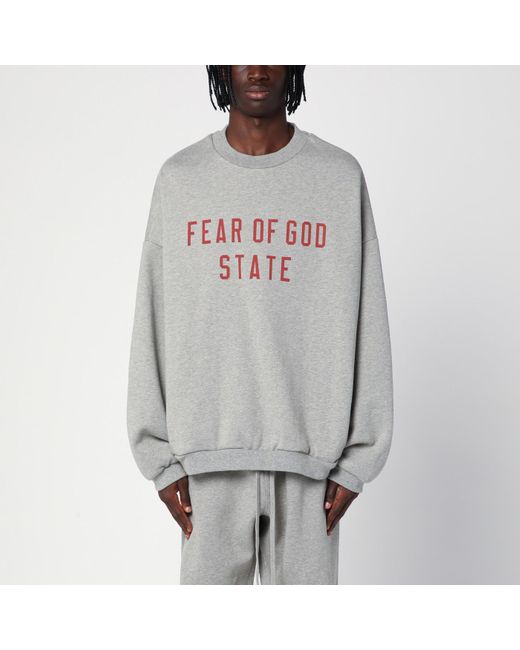 Fear Of God Gray Grey Crewneck Sweatshirt With Logo for men