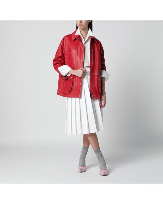 Halfboy Red Leather Parka