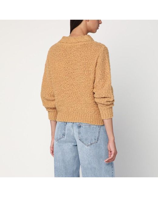 Isabel Marant Blue Karamellfarbener Romane-Pullover Mit Zopfmuster