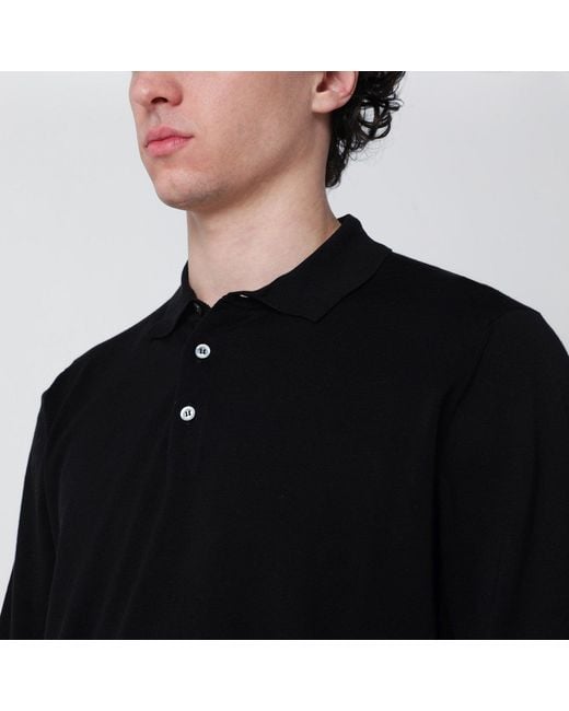 Drumohr Black Cotton Polo Shirt for men