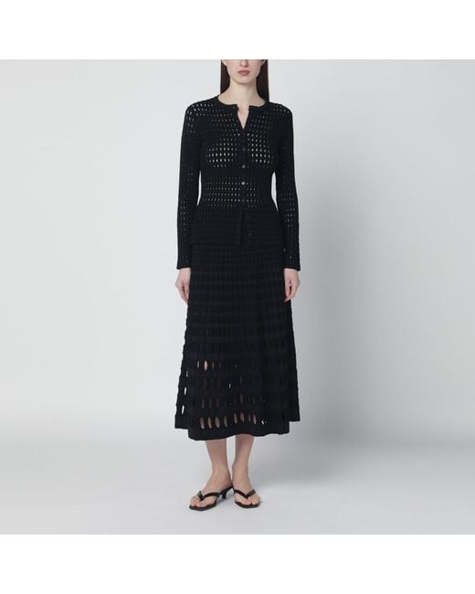 Jonathan Simkhai Black Mabel Openwork Knit Cardigan